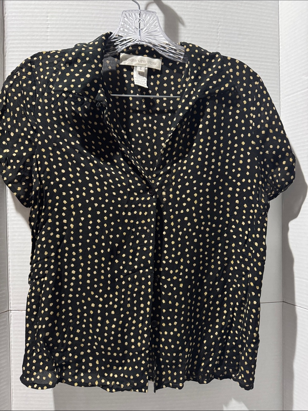 Vintage 90’s Baby Doll Office Polka Dot Blouse 100% Silk